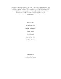 Waste Segregation Practices of Senior High School Students