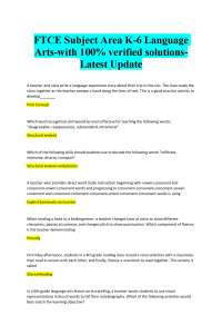 FTCE Subject Area K-6 Language Arts-with 100% verified solutions | New Update