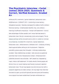The Psychiatric Interview - Carlat (notes) 2024-2025.Questions & Correct Answers. Grade A+