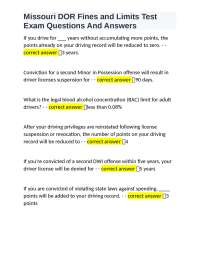 Missouri DOR Fines and Limits Test Exam Questions And Answers