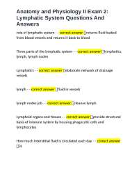 Anatomy and Physiology II Exam 2: Lymphatic System Questions and Answers