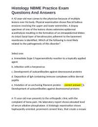 Histology NBME Practice Exam Questions And Answers
