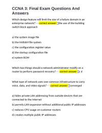 CCNA 3: Final Exam Questions And Answers