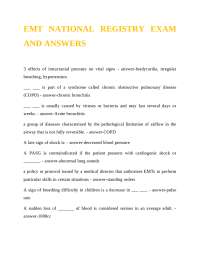 EMT National Registry Exam and Answers
