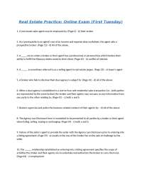 Real Estate Practice  Online Exam (First Tuesday)