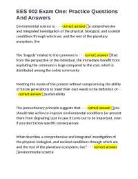 Environmental Science Exam Practice Questions and Answers