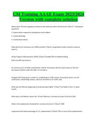 CM Training AAAE Exam 2023/2024 Version with complete solution