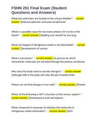 FSHN 251 Final Exam (Student Questions and Answers)