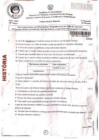 Exame de História 2021 10a classe 1a época
