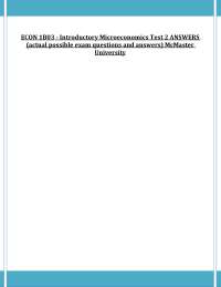 ECON 1B03 - Introductory Microeconomics Test 2 ANSWERS (actual possible exam questions and