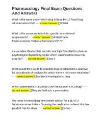 Pharmacology Final Exam Questions and Answers