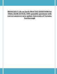 Life on Earth Practice Questions for Final Exam