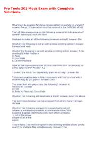 Pro Tools 201 Mock Exam with Complete Solutions.