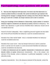 Definitions of Abnormality in Psychology