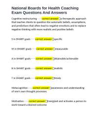 National Boards for Health Coaching Exam Questions and Answers