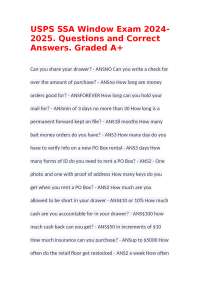 USPS SSA Window Exam 2024-2025: Questions and Answers