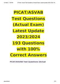 PICAT/ASVAB Test Questions (Actual Exam) Latest Update 2023/2024