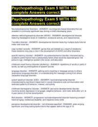 Psychopathology Exam 5 WITH 100 complete Answers correct.