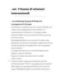 esame relazioni internazionali Patti 2024