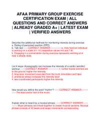 AFAA Primary Group Exercise Certification Exam