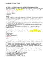 N212 GERO ATI 2.0 GERONTOLOGY QUIZ  (Gerontology, Folic acid, postmenopausal osteoporosis)