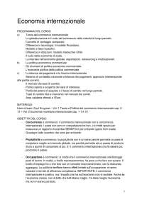 Economia Internazionale - Emilio Colombo Appunti corso completo