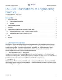ES1050 Foundations of Engineering Practice Course Syllabus - Western Engineering