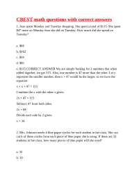 CBEST Math Questions with Correct Answers