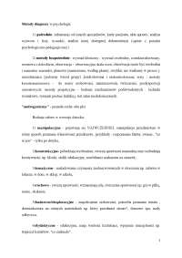 Metody diagnozy w psychologii, wybrane teorie psychologiczne, funkcje zabawy w rozwoju