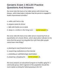 Geriatric Exam 1 NCLEX Practice Questions And Answers
