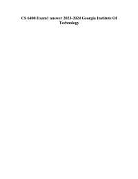 CS 6400 Exam1 answer 2023-2024 Georgia Institute Of Technology