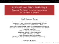 Linearization of Equations of Motion for Flight Control Systems