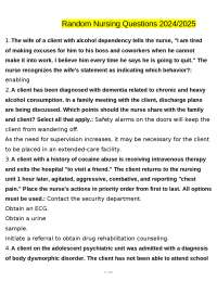Random Nursing Questions