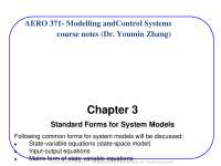 AERO 371- Modelling and Control Systems course notes (Dr. Youmin Zhang)