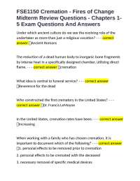 Cremation - Fires of Change: Midterm Review Questions and Answers