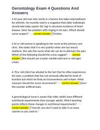 Gerontology Exam 4 Questions And Answers