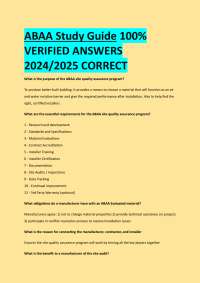ABAA Study Guide 100%  VERIFIED ANSWERS  2024/2025 CORRECT