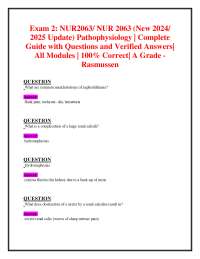 Exam 2: NUR2063/ NUR 2063 (New 2024/ 2025 Update) Pathophysiology | Complete Guide