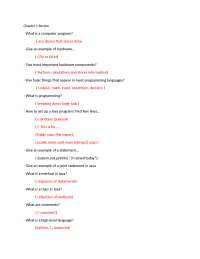Java Programming Review Questions and Exercises: Chapters 1-3