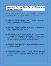 Jeppesen Private Pilot Stage I Exam with Correct Answers.