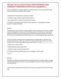 NEURO NCLEX QUESTIONS AND ANSWERS 2024 VERSION VERIFIED RATIONALE GRADED A+.docx