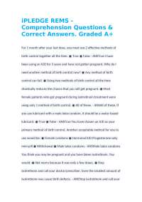 iPLEDGE REMS - Comprehension Questions & Correct Answers. Graded A+ | Exams  Nursing