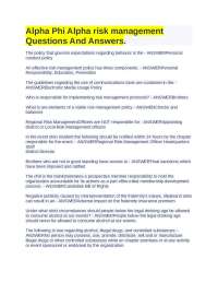 Alpha Phi Alpha risk management Questions And Answers.