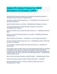 Alpha Phi Alpha Pretest for IMDP Questions & Answers 100% !!ss