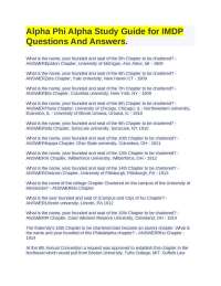 Alpha Phi Alpha Study Guide for IMDP Questions And Answers.