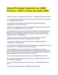 Alpha Phi Alpha Fraternity Inc, IMDP Process - Week 1 Exam Accurate 100%