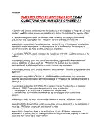 ONTARIO PRIVATE INVESTIGATOR EXAM  QUESTIONS AND ANSWERS GRADED A+