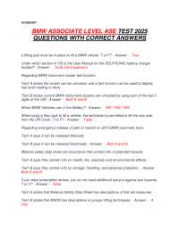 BMW ASSOCIATE LEVEL ASE TEST 2025  QUESTIONS WITH CORRECT ANSWERS