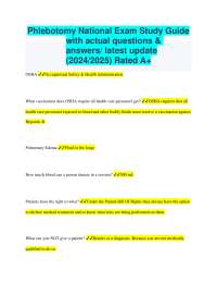 Phlebotomy National Exam Study Guide with actual questions & answers/ latest update (2024/