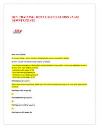 HCV Training: Rent Calculations Exam
